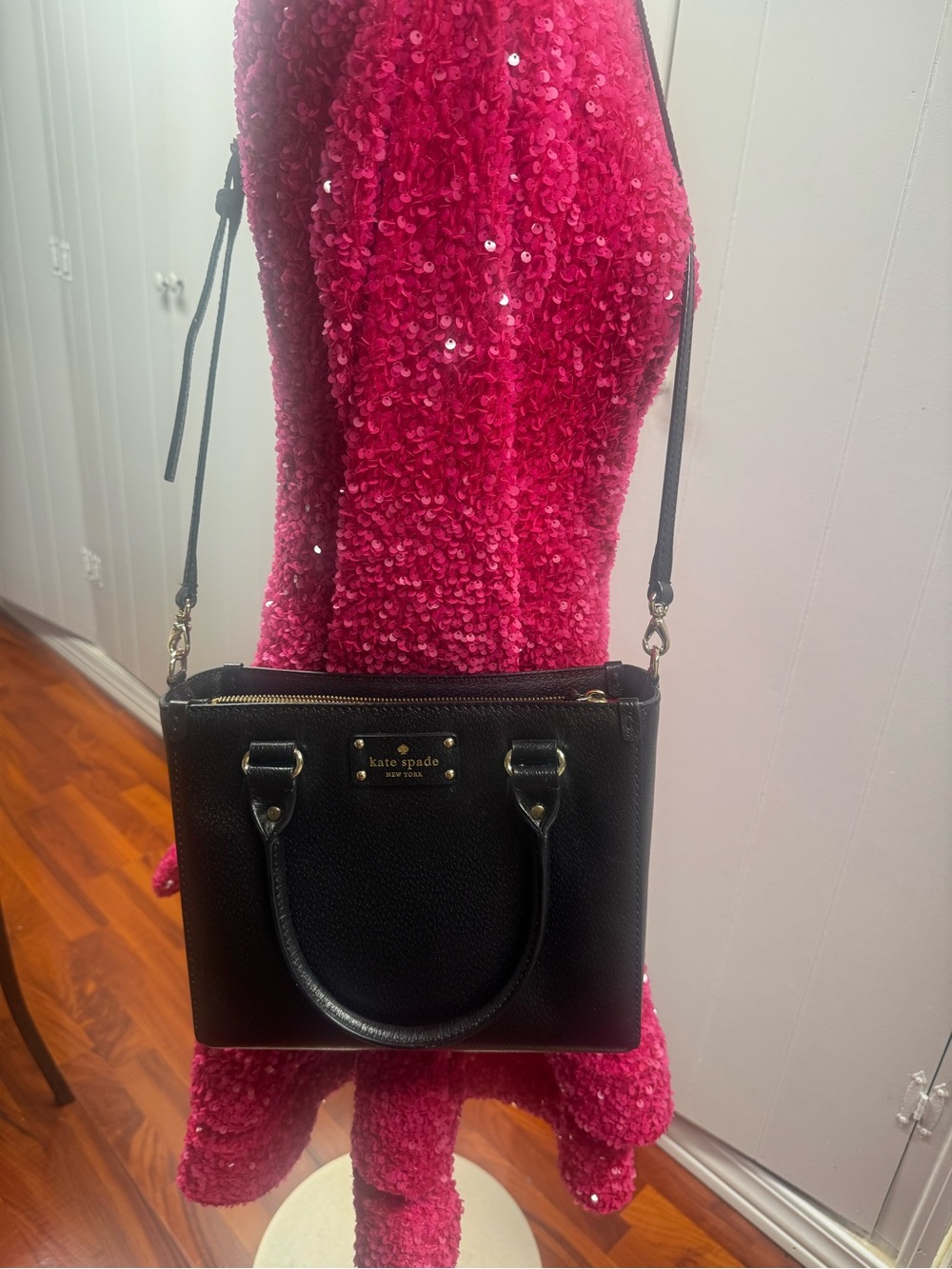 kate spade Black Leather Crossbody Satchel with change purse and two wallets